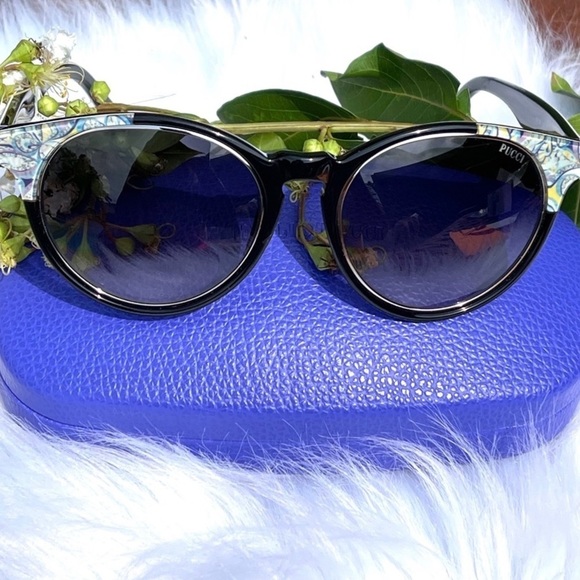 NWT EMILIO Pucci Gradient Oval 55mm Black Sunnies Shades Sunglasses - Picture 7 of 16